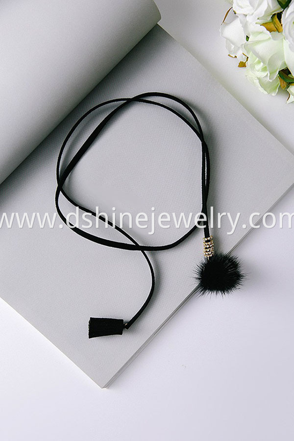 Black Velvet Leather Tassel Necklaces
